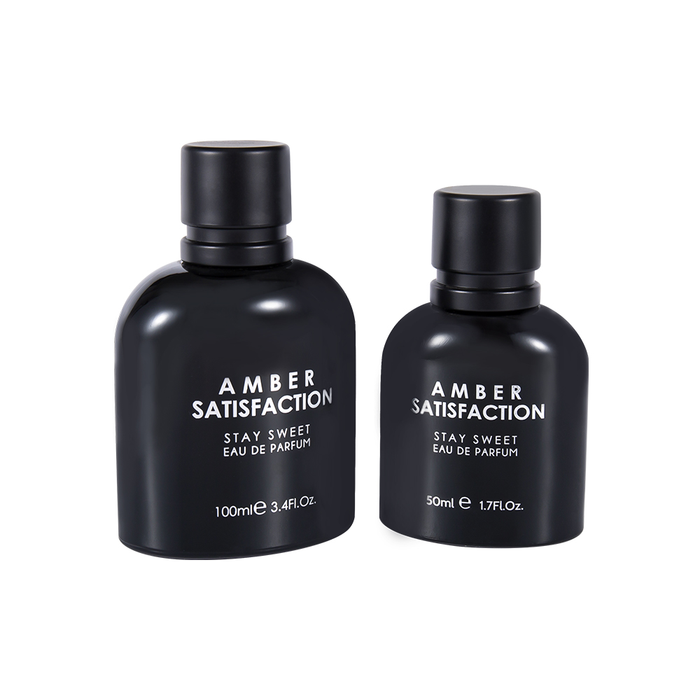 GC3894-WJ176 100ML Color Coated Bright Black Printed Glass Perfume Bottle with ABS PP Plastic Cap