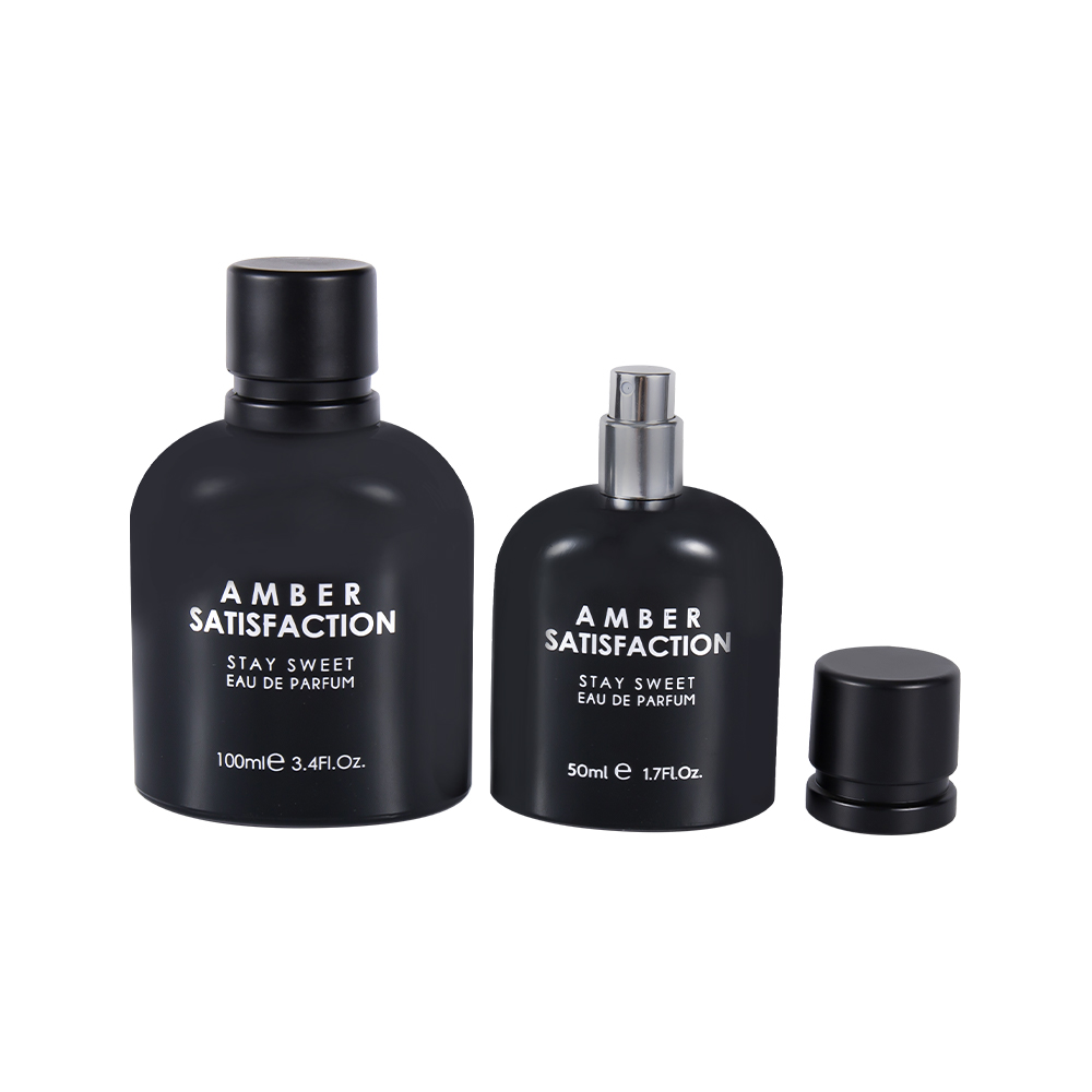 GC3894-WJ176 100ML Color Coated Bright Black Printed Glass Perfume Bottle with ABS PP Plastic Cap