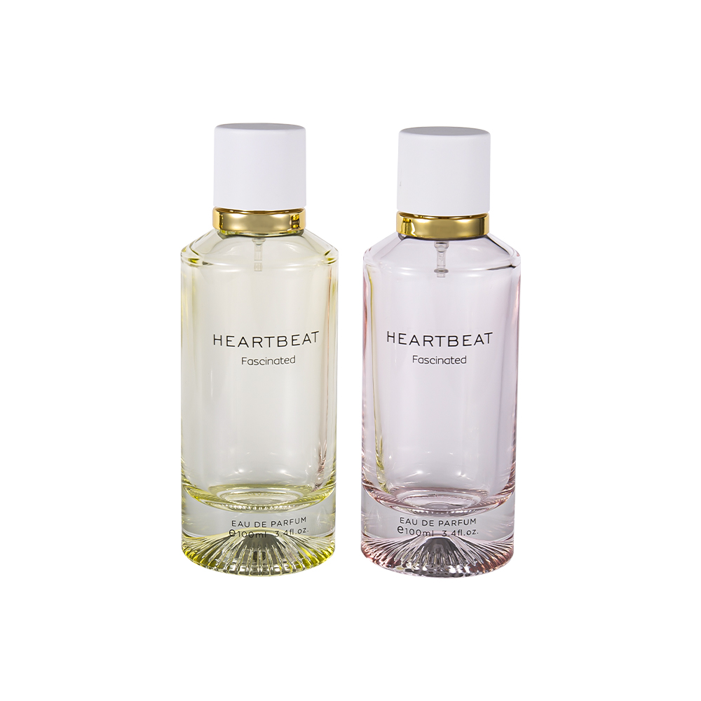  GC4406-WJ2326 100ML Patterned Bottom Perfume Bottle with White Perfume Cap and Large Aluminum Ring